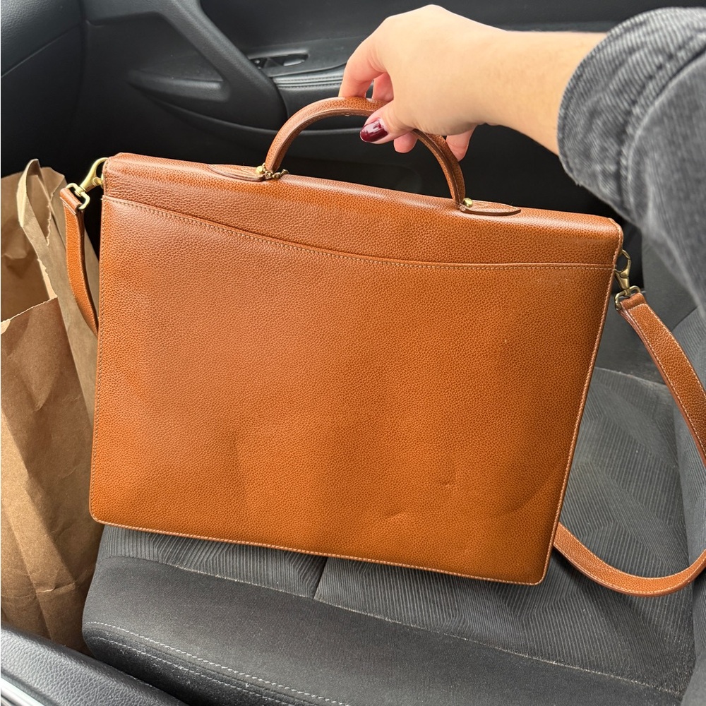 Rare Vintage Coach Madison Drake Briefcase British Tan Italian Leather 4420 - Picture 2 of 15